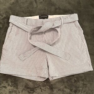 Banana Republic Striped Tie-Waist Shorts - White & Navy